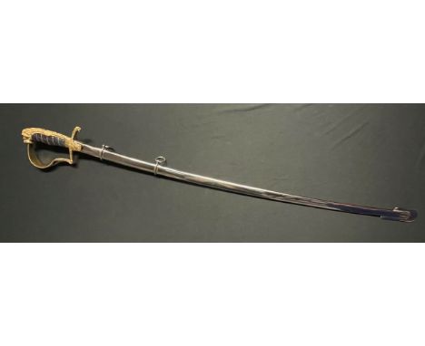 Reproduction WW1 Imperial German Army Lion Head Sword with fullered single edged blade 815mm in length, no makers mark. Wire 