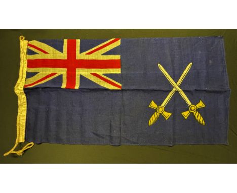 WW2 British Royal Army Service Corps Flag. Screen printed, size 87cm x 44cm. Dated 1944. Faint maker mark. Size marked 3 1/2.