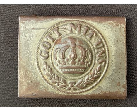 WW1 Imperial Germany Army Belt Buckle in steel with original field grey painted finish. No makers marks.