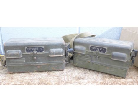 Two Army field telephone sets, set 'L'