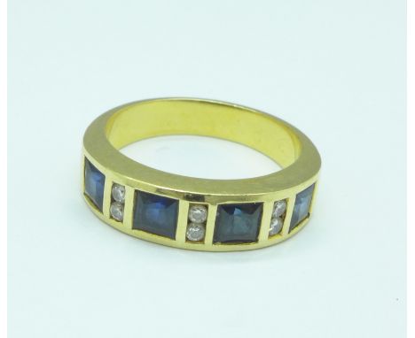 An 18ct gold, sapphire and diamond ring, 4.8g, N