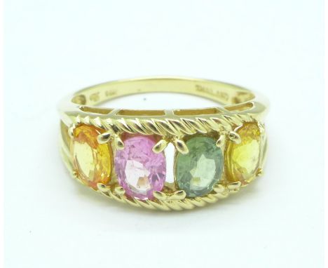 A 14ct gold multi stone ring, 3.6g, P