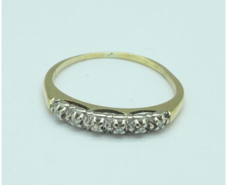 A six stone diamond ring, 1.6g, N, mark worn