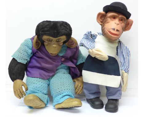 A Mr. Shifter Handitoy puppet, boxed and one other toy chimpanzee