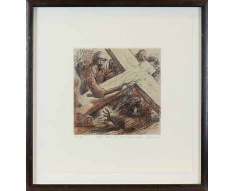 * PETER HOWSON OBE, JESUS FALLS FOR THE SECOND TIME artist proof 5/5, signed and titled in pencil, dated 04 26cm x 25cm Frame