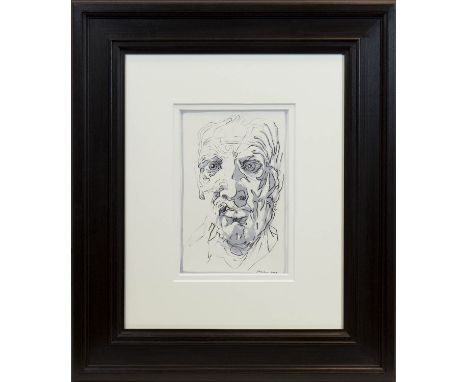 * PETER HOWSON OBE,PROUD MAN FALLENpen, ink and watercolour wash on paper, signed and dated 2009 27cm x 17.5cm Mounted, frame