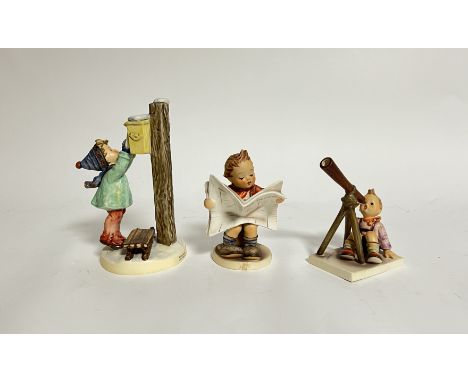 A collection of West German M.J. Hummel Goebel Pottery figurines comprising, 'Star Gazer' (h. 12.5cm), 'Latest News' (h. 13cm