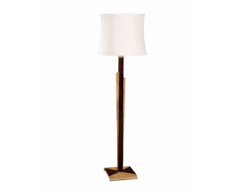 A Shagreen and Palmwood Standard Lamp France circa 1925, taking the form of a column with a shagreen capital, flanked by asym