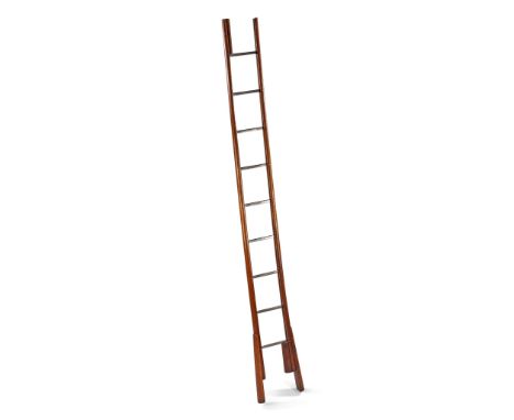 A Mid 19th Century Pole Ladder England circa 1850, with nine polished iron treads, 35cm wide,  234cm high 