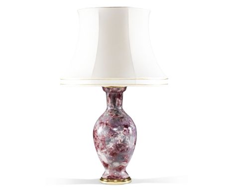 A Marbleised Glass Vase Mounted as A Lamp France circa 1880, with painted marbleised decoration, now mounted as a lamp,      