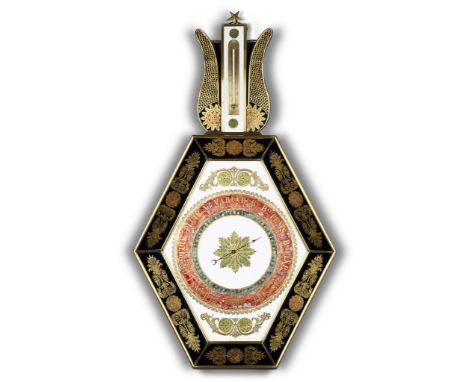 An Églomisé Barometer France circa 1825, each panel is decorated with stylised neo-classical ornament, the central cartouche 