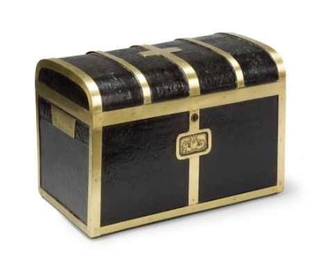 A Brass Bound Leather Casket By Thomas Handford England circa 1820, by Thomas Handford of London, the fitted interior now lin