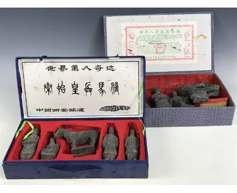 Two boxed Terracotta warrior army figure groups