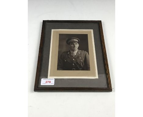 A framed photographic portrait of an officer of the Lothians and Borders Horse, 22 x 28 cm in frame