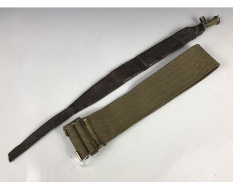 A First World War British Army 1908 Pattern webbing belt and a shot belt