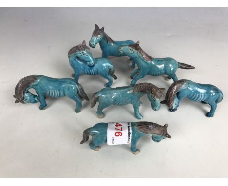 Seven Chinese ceramic miniature horses