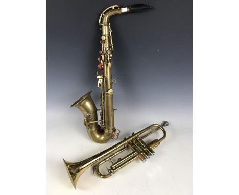 A trumpet (a/f) together with a saxophone