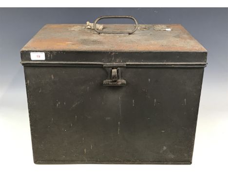 A vintage tin deeds box