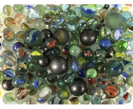A quantity of vintage marbles