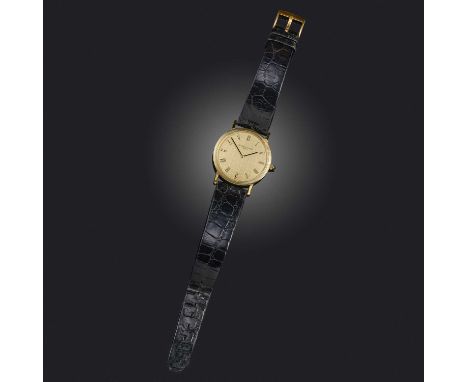 Vacheron Constantin, a gold dress watch, ref 6351, 1960s, brushed gold dial, black Roman numeral indicators, gold case, black