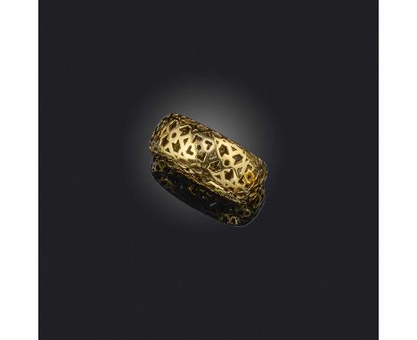 Paloma Picasso for Tiffany &amp; Co, a gold ring, of geometric pierced design in 18ct yellow gold, size Q, gross weight 10 gr