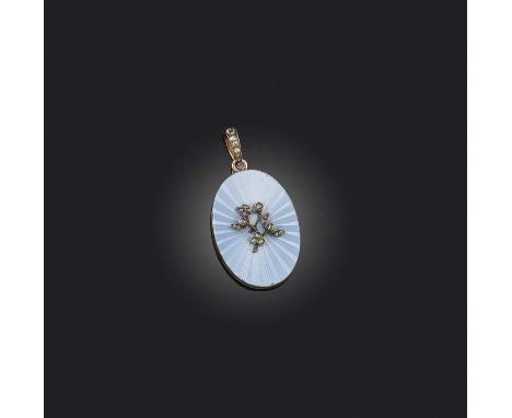 Fabergé, an enamel locket pendant, workmaster Feodor Afanasiev, late 19th/early 290th century, of oval outline, with light bl