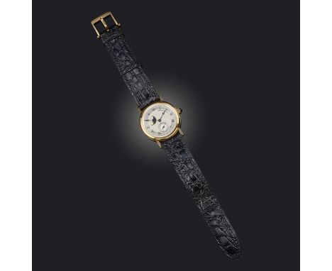 Breguet, a gold 'Classique Moonphase' wristwatch, ref. 3300, silvered guilloché dial with black Roman numerals, offset moon p