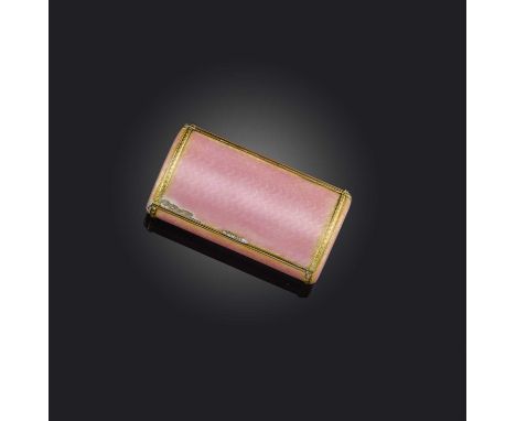 Fabergé, an enamel and diamond cigarette case, early 20th century, of cylindrical form with an oval cross section, applied wi