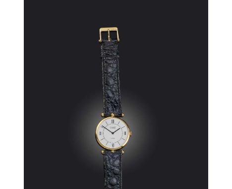 Van Cleef &amp; Arpels, a gold dress watch, 'La Collection', ref. 12101, circa 1981, white enamel dial with Roman numeral and