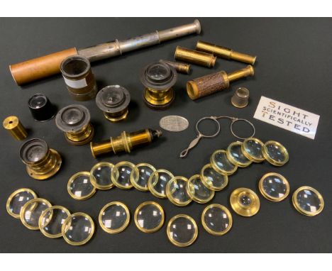 Scientific instruments - a half plate camera/magic lantern lensF 8-64; others, James Woodcock &amp; Sons etc;  three drawer s