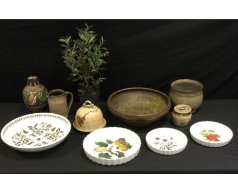 Studio pottery - a Don Askew molded bowl; another planter etc; A Portmerion The Botanical  Gardens bowl/ tableware. etc. 