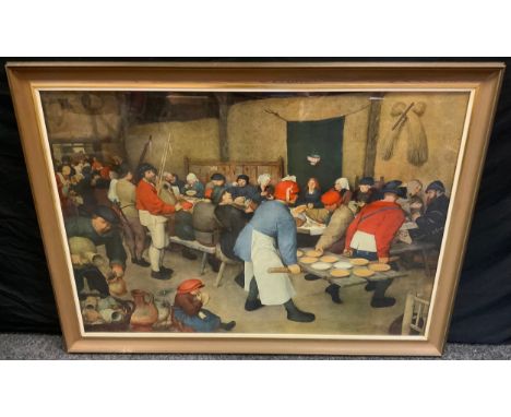 Pieter Bruegel the Elder, after, 'The Peasant Wedding', lithograph, 80cm x 114cm. 