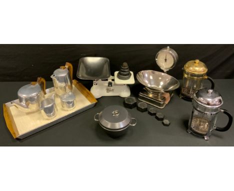 Kitchen ware - Vintage Kitchen scales by Fereday, 'The Queen' model;  Salter scales;  Picquot ware tea and coffee service wit