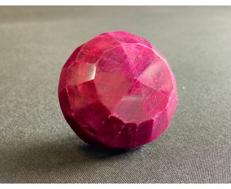 Loose Gemstones - a certified round mixed cut ruby, 241.5ct, GLI gem testing report card 