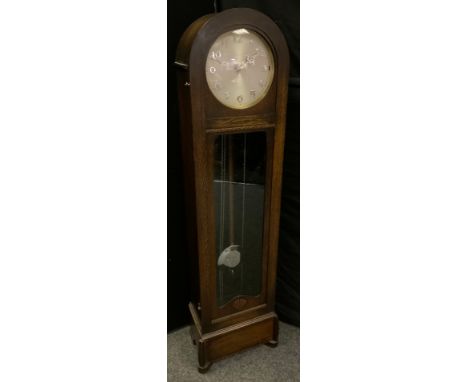 A 20th century oak longcase clock, arched top, 174cm high, 42cm wide. 