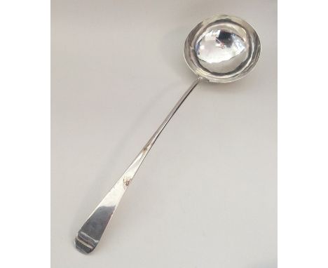 NEWCASTLE: A Georgian OE pattern silver soup ladle. 1779. By DC. Approx. 130 grams. Est. £180 - £220.