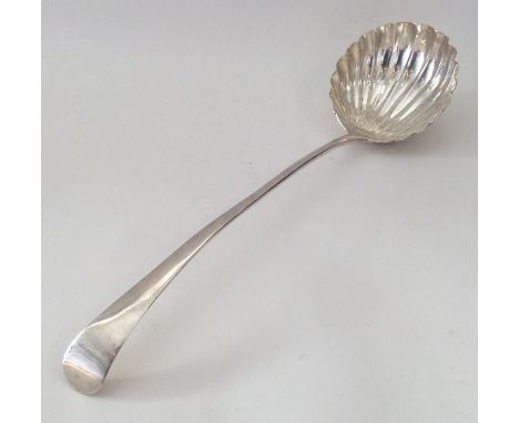 A heavy Georgian OE pattern silver soup ladle with fluted bowl. London 1792. By DU&amp;NH. Approx. 174 grams. Est. £200 - £25