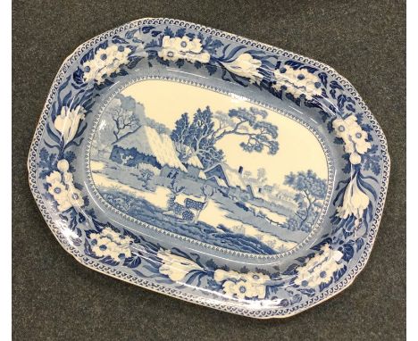 Two old blue and white meat plates. Est. £30 - £50.