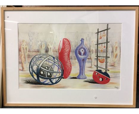 HENRY MOORE (British 1898 – 1986): A framed and glazed original 1949 lithograph print entitled ‘Sculptural Objects’ from the 