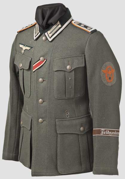 Feldbluse M 36 für einen Oberfeldwebel der Feldgendarmerie Kammerstück ...