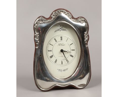 A silver mounted quartz Clock Master mantle clock, assayed Sheffield 1994 by Carr's of Sheffield Limited.