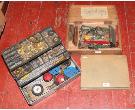 A quantity of early Meccano to include clock work motor No.10 outfit booklets.