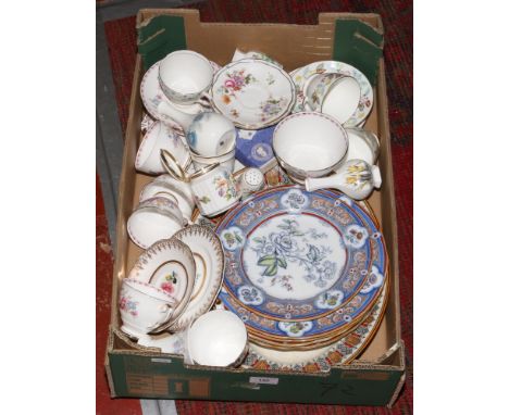 A box of collectable ceramics and tea wares to include Royal Crown Derby, Aynsley, Wedgwood, Royal Stafford Windermere part t