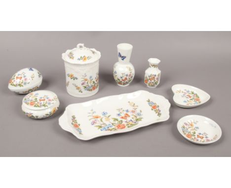 A quantity of Aynsley bone china in The Cottage Garden design including trinket dishes and vases etc.
