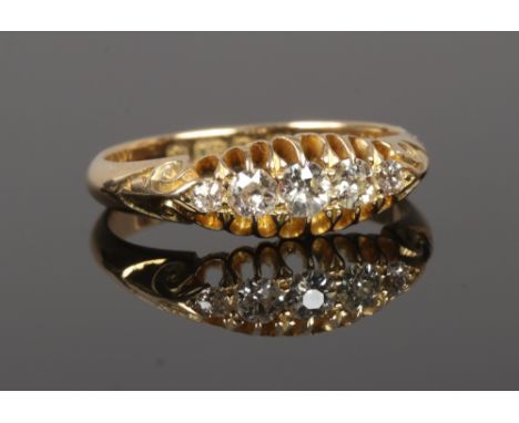 An 18ct 5 stone diamond ring, Chester 1905 size K.