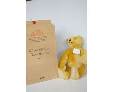 Large Steiff teddy British collectors 2001 limited edition with original box & growler 