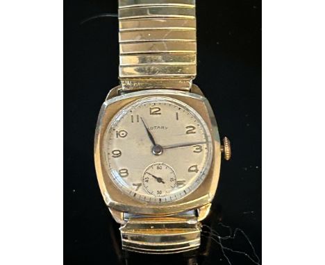 9ct Gold cased vintage Rotary wristwatch with sub second dial at 6 o clock, Gold weight of the back case 4g (Currently tickin