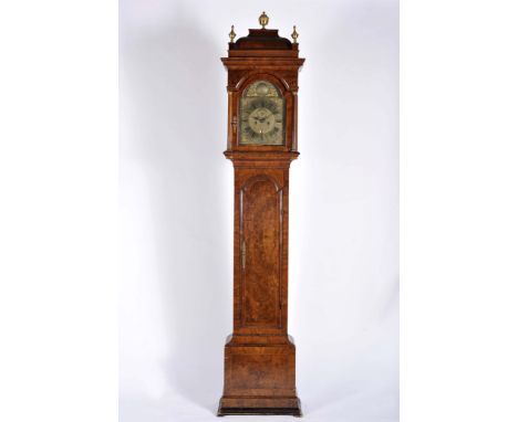 A longcase clock, George II (1727-1760), walnut and burr-walnut veneered oak case with gilt brass mounts and probably later f