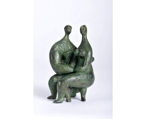 JORGE VIEIRA - 1922-1998, A couple, patinated bronze sculpture, unsigned, Dim. - 14 cm 