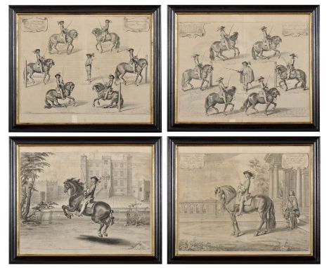 Engravings - NEWCASTLE, William Cavendish, 1st Duke of.- four engravings from the work “Methode et invention nouvelle de dres